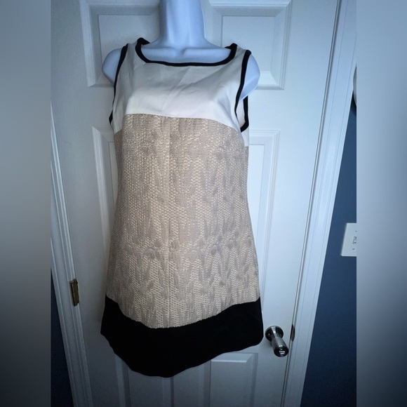 Karen Millen US 6 UK 10 Beige Black Colorblock Shift Cocktail Dress S - Picture 14 of 16